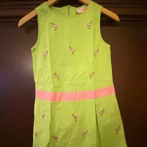 J. Khaki Green and Pink Sleeveless Dress with Flamingos - Size 10